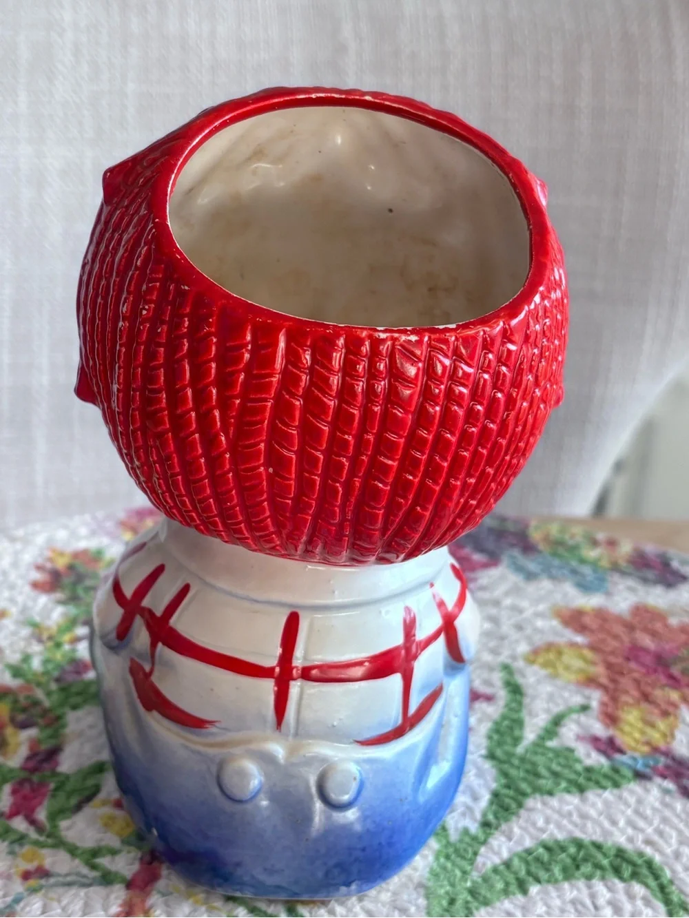 Vintage 1970’s Raggedy Andy Ceramic Vase Planter 4149 Japan 6”